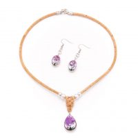 Korkový set šperků - Rozkvetlý strom, růžový
