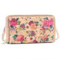 Korková peněženka s kapsou na mobilní telefon - Růže