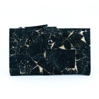 Dámská korková peněženka - Černá se zlatými prvky