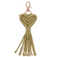 Macramé přívěsek srdce na klíče - Khaki