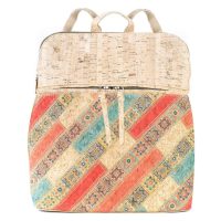 Korkový batůžek Patchwork - Červeno-tyrkysový