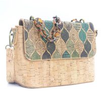 Korková crossbody kabelka s řetízkovým popruhem - Mozaika