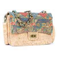 Crossbody korková kabelka na patent - Modrá