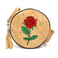 Korková kulatá kabelka přes rameno - růže