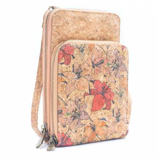 Foto - Korková kabelka na mobilní telefon - Tropické květy