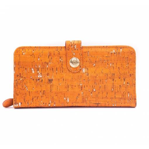Foto - Dámská korková peněženka s drukem - Oranžová