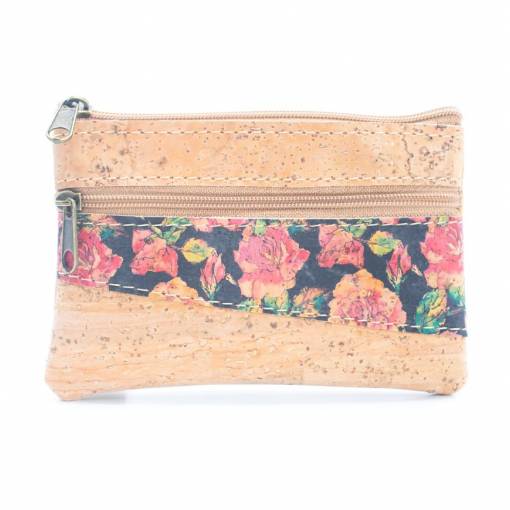 Foto - Korková kapsička na peníze - Růžové květiny