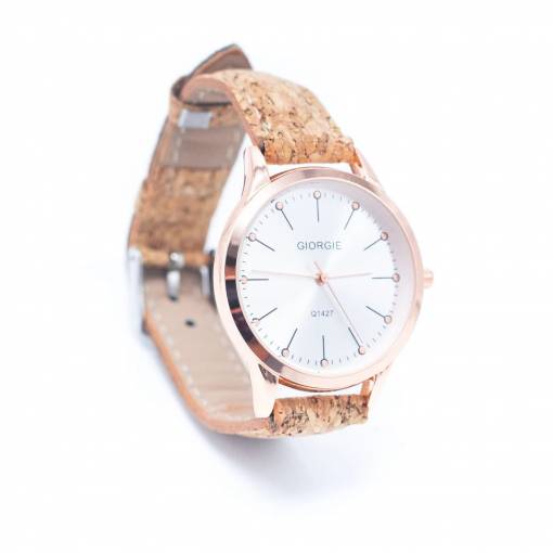 Foto - Dámské korkové hodinky eco-friendly - Giorgie, bílý ciferník