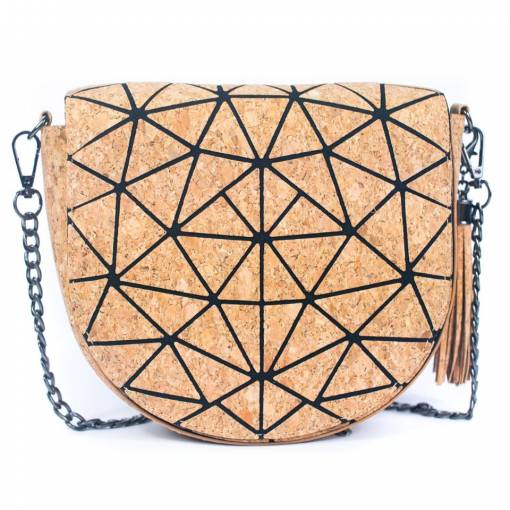 Foto - Půlkruhová crossbody korková kabelka - Geometrické tvary