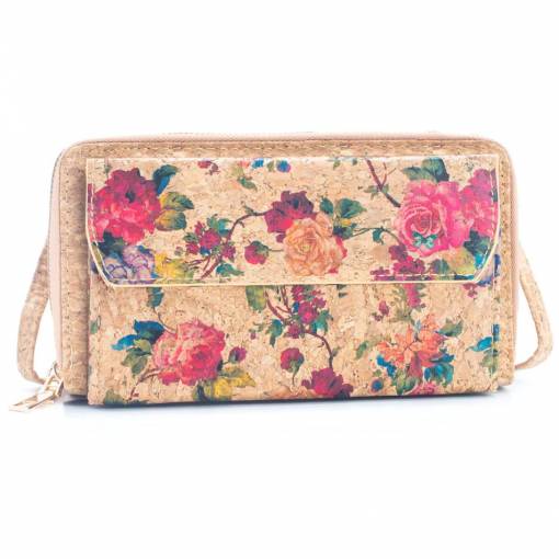 Foto - Korková peněženka s kapsou na mobilní telefon - Růže