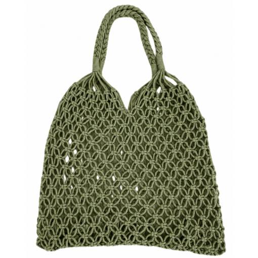 Foto - Macramé bavlněná plážová kabelka - Khaki