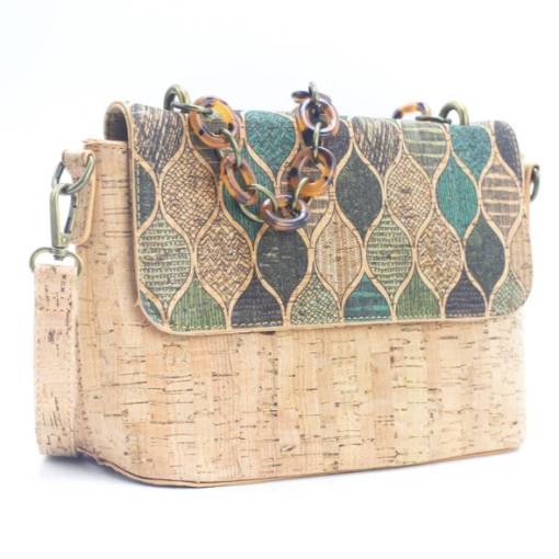 Foto - Korková crossbody kabelka s řetízkovým popruhem - Mozaika
