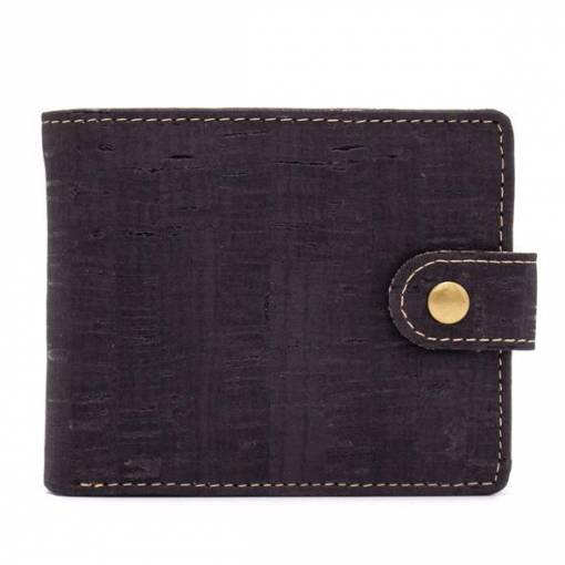 Foto - Pánská korková peněženka - Černá s černým prošíváním