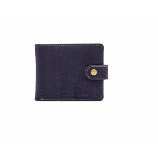 Foto - Pánská korková peněženka - modrá se zlatým prošíváním